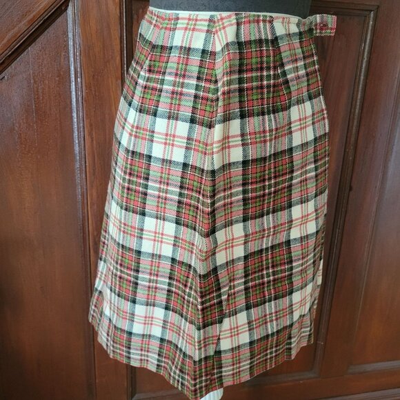 Pendleton Womens Vintage Plaid A-Line Wool Skirt Size 12 Red/Green Check - Picture 3 of 6